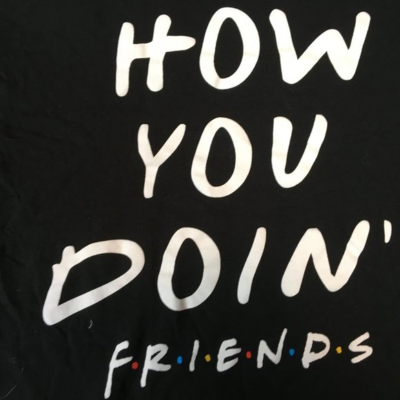 FRIENDS T Shirt XL 14 16 Girls Black Crew Neck Short Sleeve Graphic How You Doin - Picture 3 of 10